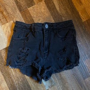 Black jean shorts
